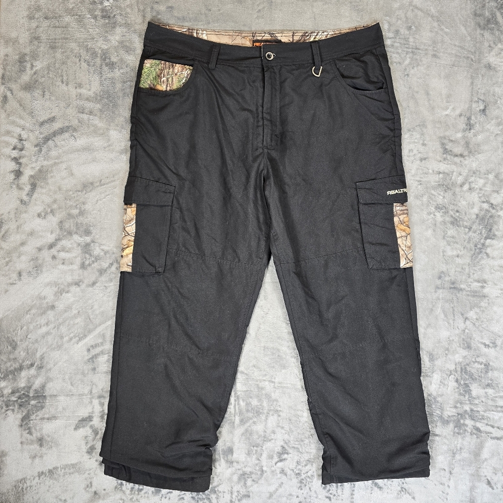 Realtree Black Cargo Pants Camo Camouflage Accents Size XL - Picture 3 of 7